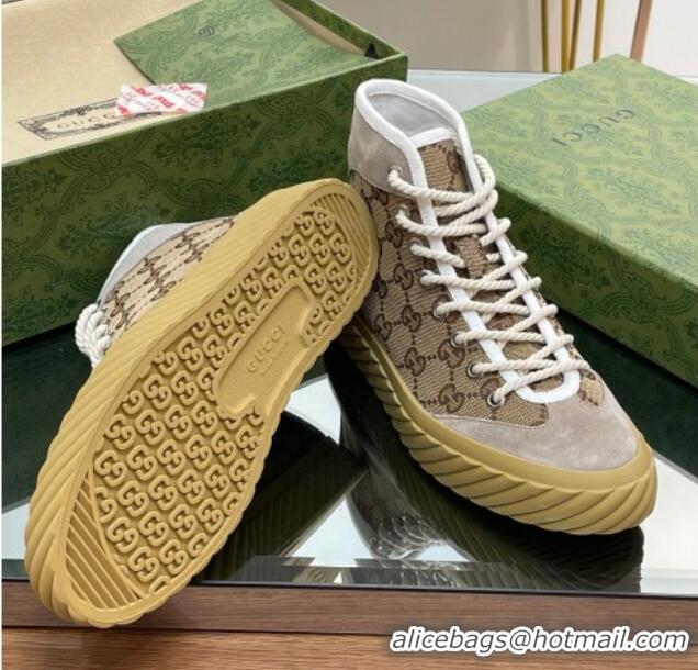 Best Price Gucci GG Canvas High top Sneakers Beige 607070