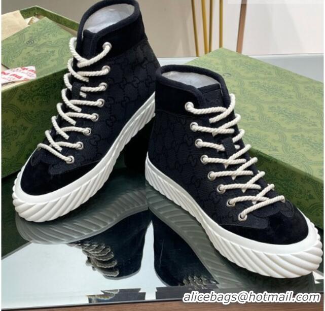 Good Quality Gucci GG Canvas High top Sneakers Black 607072