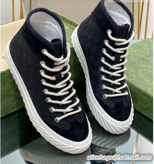 Good Quality Gucci GG Canvas High top Sneakers Black 607072