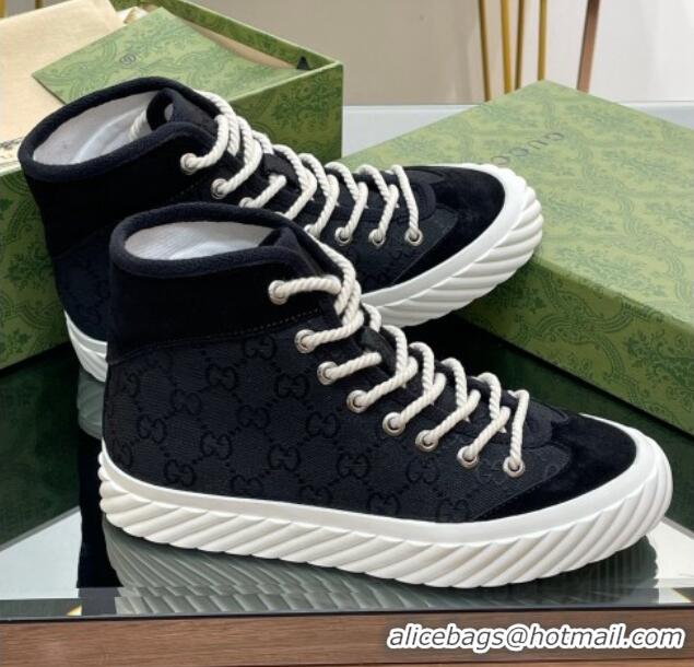 Good Quality Gucci GG Canvas High top Sneakers Black 607072