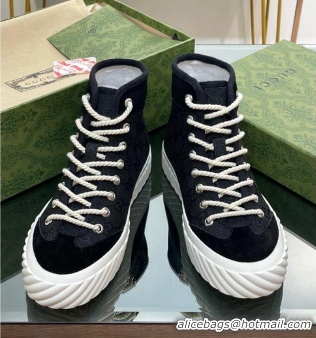 Good Quality Gucci GG Canvas High top Sneakers Black 607072