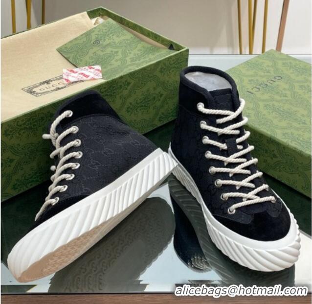 Good Quality Gucci GG Canvas High top Sneakers Black 607072