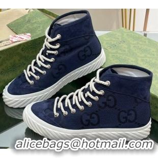 Grade Quality Gucci GG Canvas High top Sneakers navy Blue 607073