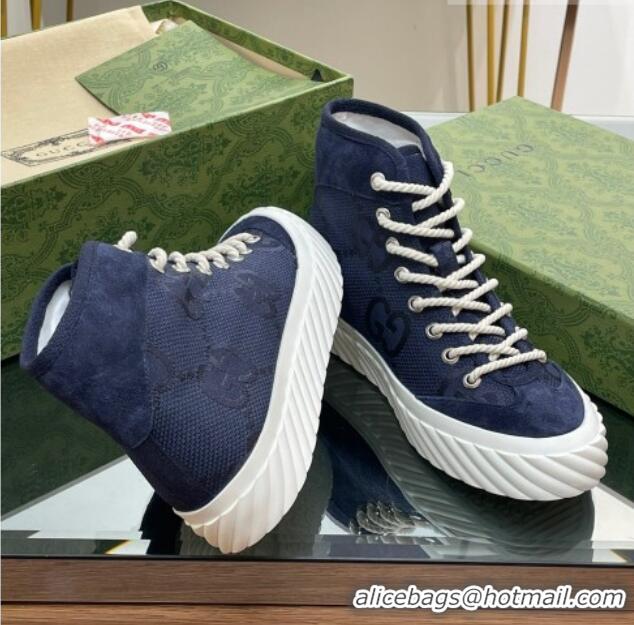 Grade Quality Gucci GG Canvas High top Sneakers navy Blue 607073