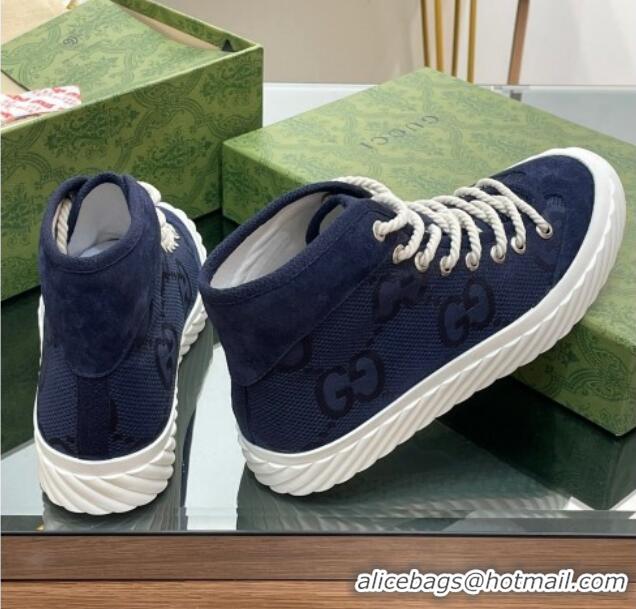 Grade Quality Gucci GG Canvas High top Sneakers navy Blue 607073