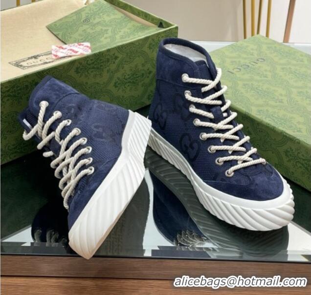 Grade Quality Gucci GG Canvas High top Sneakers navy Blue 607073