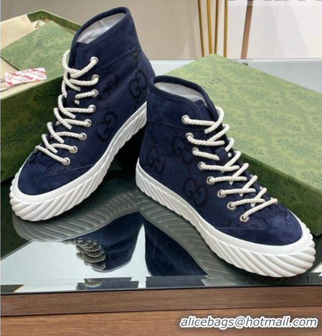 Grade Quality Gucci GG Canvas High top Sneakers navy Blue 607073