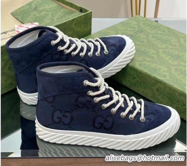 Grade Quality Gucci GG Canvas High top Sneakers navy Blue 607073