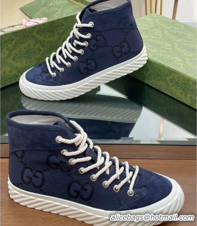 Grade Quality Gucci GG Canvas High top Sneakers navy Blue 607073