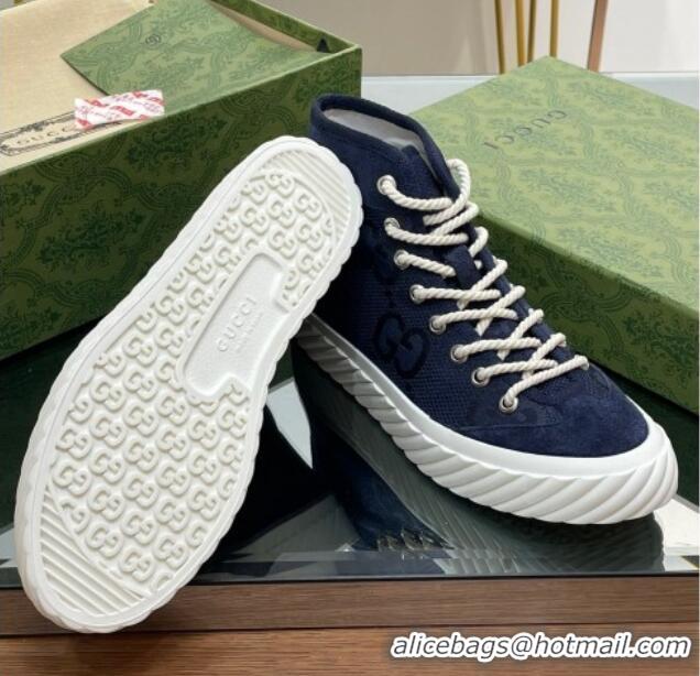 Grade Quality Gucci GG Canvas High top Sneakers navy Blue 607073