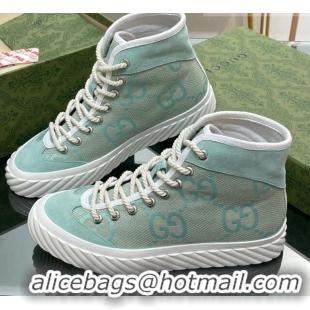 Low Price Gucci GG Canvas High top Sneakers Light Green 607074