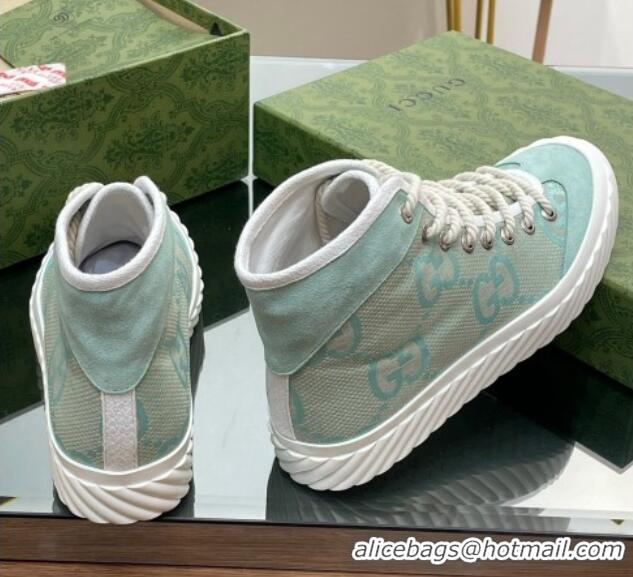 Low Price Gucci GG Canvas High top Sneakers Light Green 607074