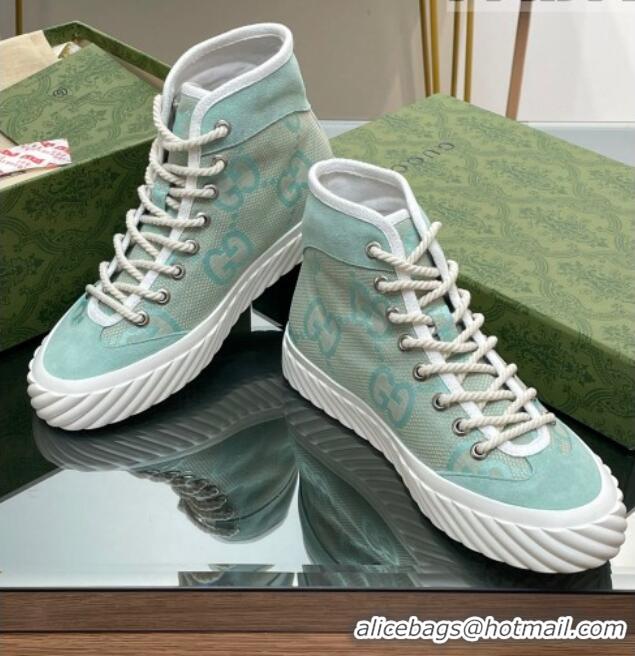 Low Price Gucci GG Canvas High top Sneakers Light Green 607074