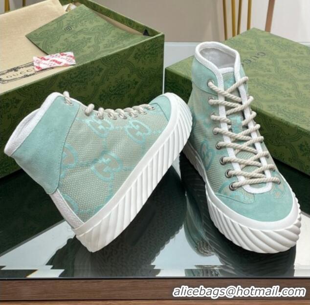 Low Price Gucci GG Canvas High top Sneakers Light Green 607074