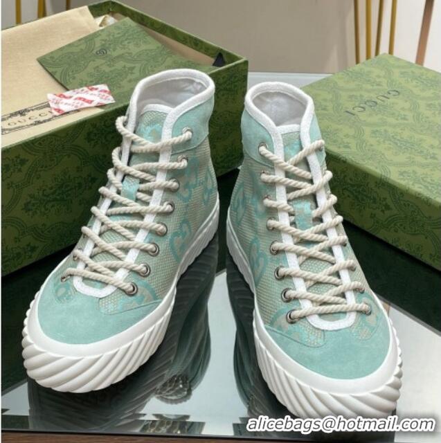 Low Price Gucci GG Canvas High top Sneakers Light Green 607074