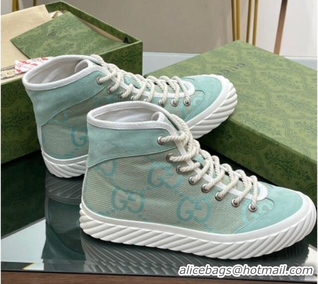 Low Price Gucci GG Canvas High top Sneakers Light Green 607074