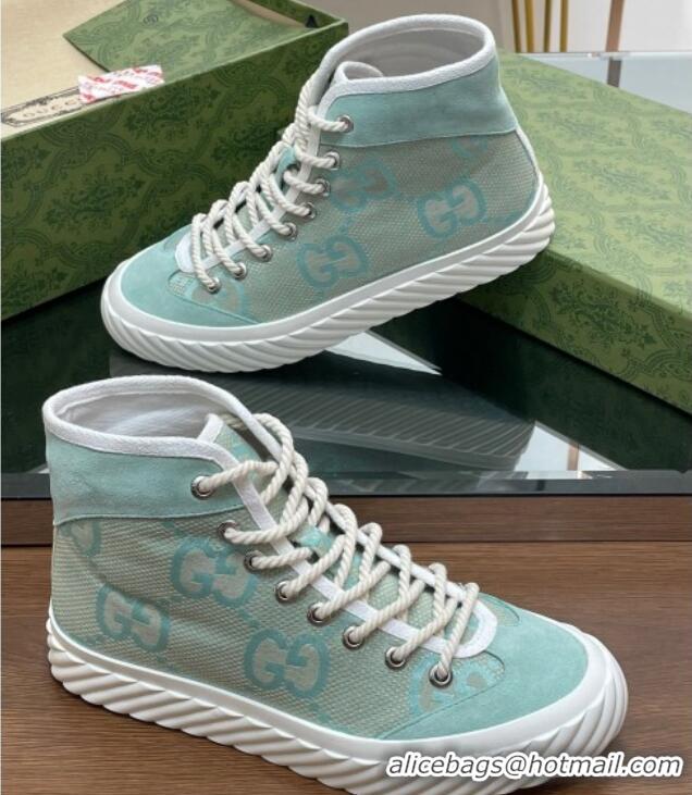 Low Price Gucci GG Canvas High top Sneakers Light Green 607074