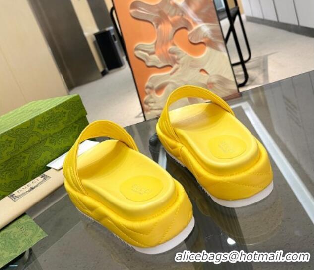 Stylish Gucci Chevron Fabric Platform Slide Sandals 5.5cm with GG Yellow 607080