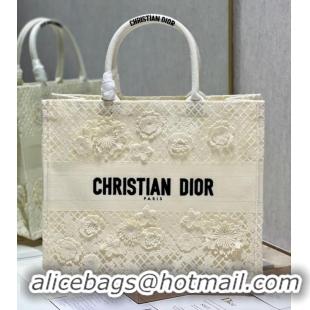 Top Grade LARGE DIOR OR DIOR BOOK TOTE D-Lace Embroidery M1286ZTD-2