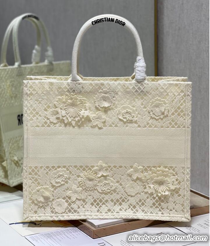 Top Grade LARGE DIOR OR DIOR BOOK TOTE D-Lace Embroidery M1286ZTD-2