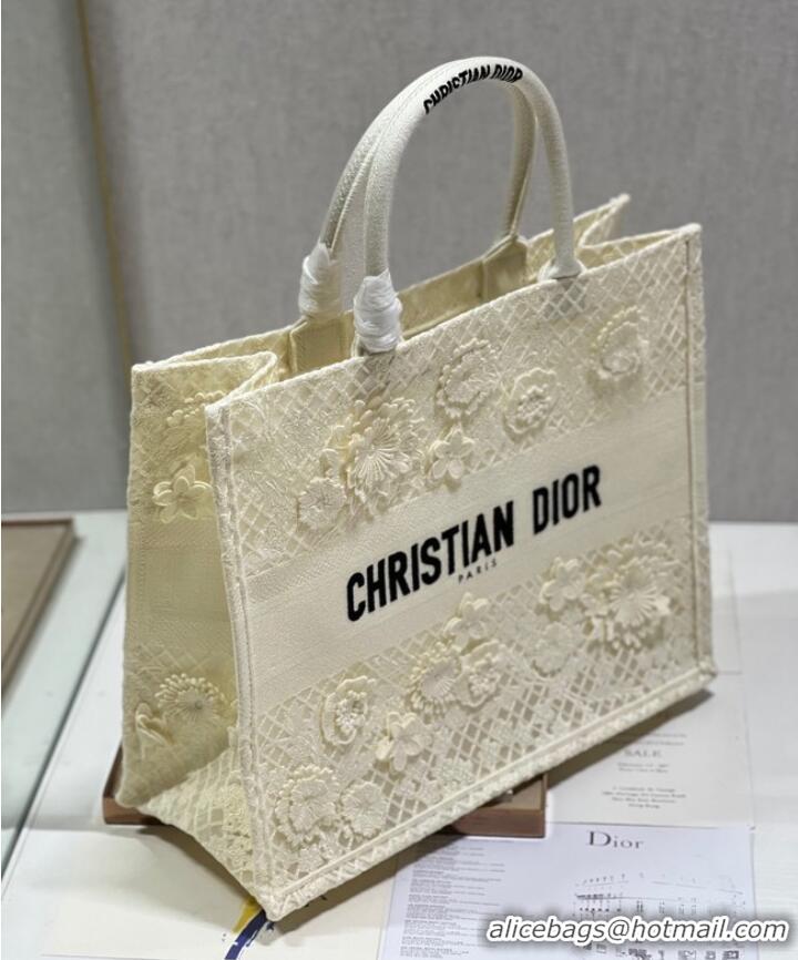 Top Grade LARGE DIOR OR DIOR BOOK TOTE D-Lace Embroidery M1286ZTD-2