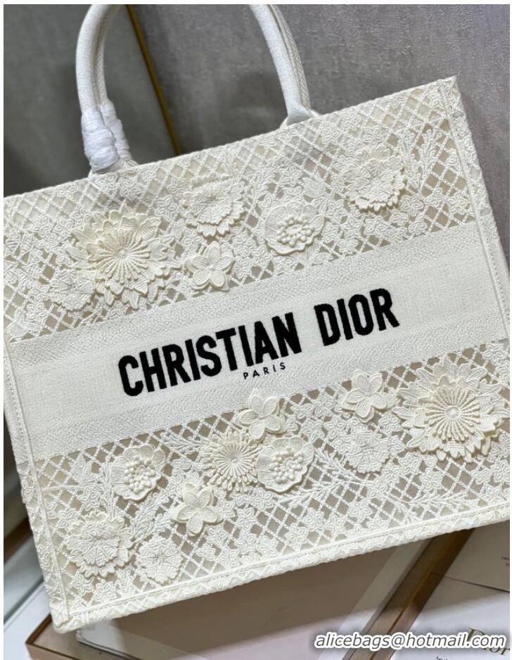 Top Grade LARGE DIOR OR DIOR BOOK TOTE D-Lace Embroidery M1286ZTD-2