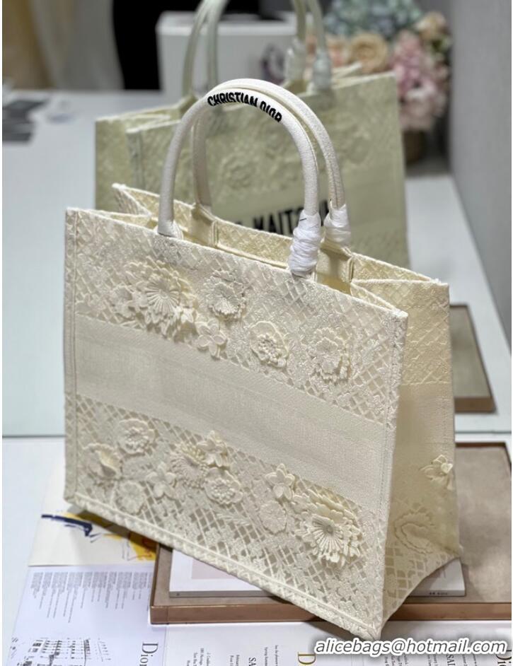 Top Grade LARGE DIOR OR DIOR BOOK TOTE D-Lace Embroidery M1286ZTD-2