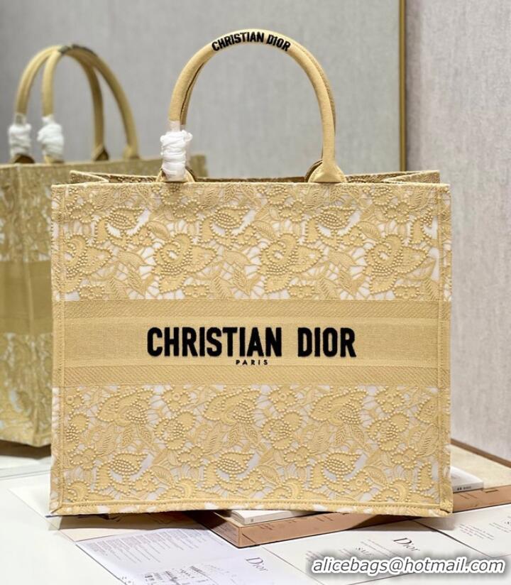 Popular Style LARGE DIOR OR DIOR BOOK TOTE D-Lace Embroidery M1286ZTD-4