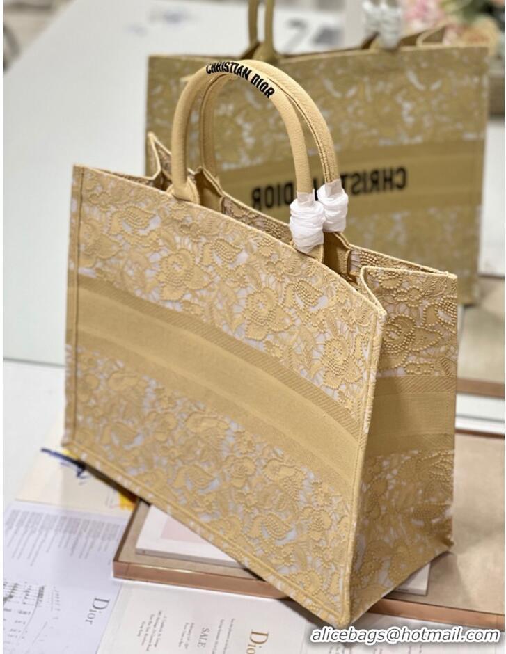 Popular Style LARGE DIOR OR DIOR BOOK TOTE D-Lace Embroidery M1286ZTD-4