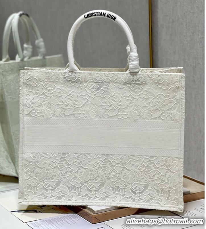 Unique Discount LARGE DIOR OR DIOR BOOK TOTE D-Lace Embroidery M1286ZTD-5