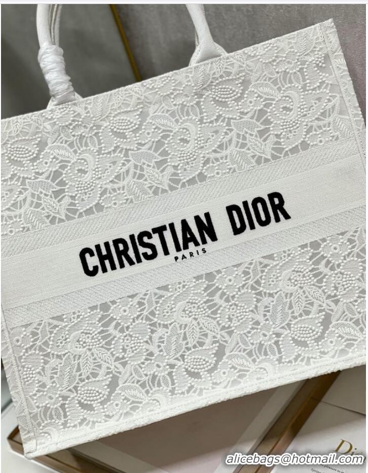 Unique Discount LARGE DIOR OR DIOR BOOK TOTE D-Lace Embroidery M1286ZTD-5