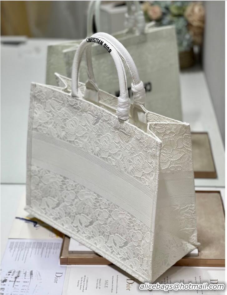 Unique Discount LARGE DIOR OR DIOR BOOK TOTE D-Lace Embroidery M1286ZTD-5