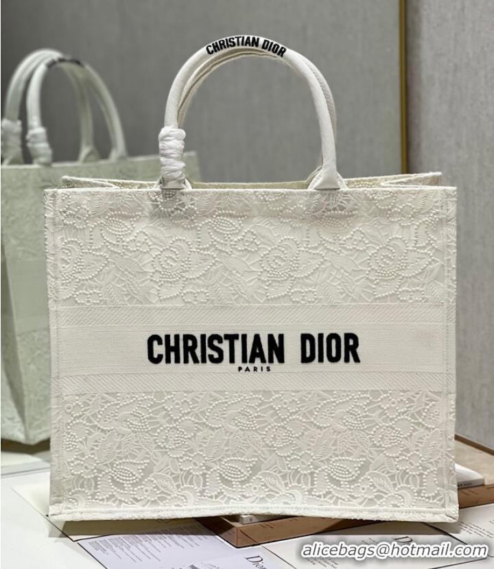 Unique Discount LARGE DIOR OR DIOR BOOK TOTE D-Lace Embroidery M1286ZTD-5