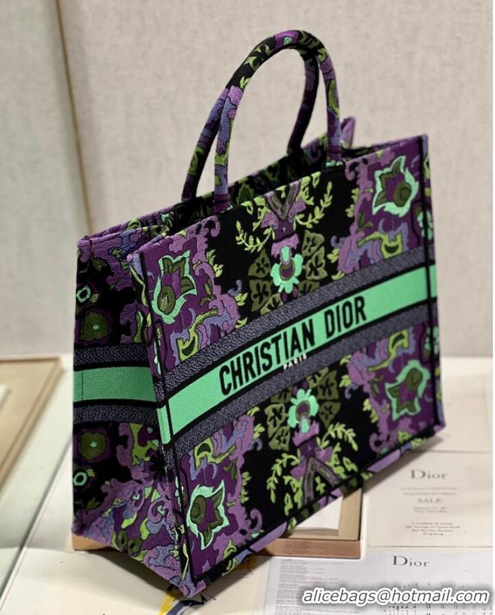 Promotional LARGE DIOR BOOK TOTE Multicolor Dior Indian Purple Embroidery M1286ZESK