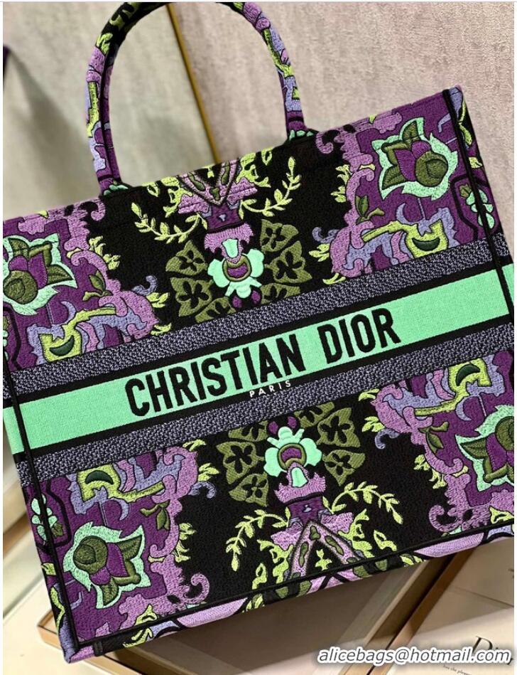 Promotional LARGE DIOR BOOK TOTE Multicolor Dior Indian Purple Embroidery M1286ZESK