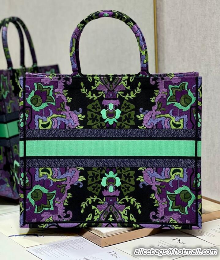 Promotional LARGE DIOR BOOK TOTE Multicolor Dior Indian Purple Embroidery M1286ZESK