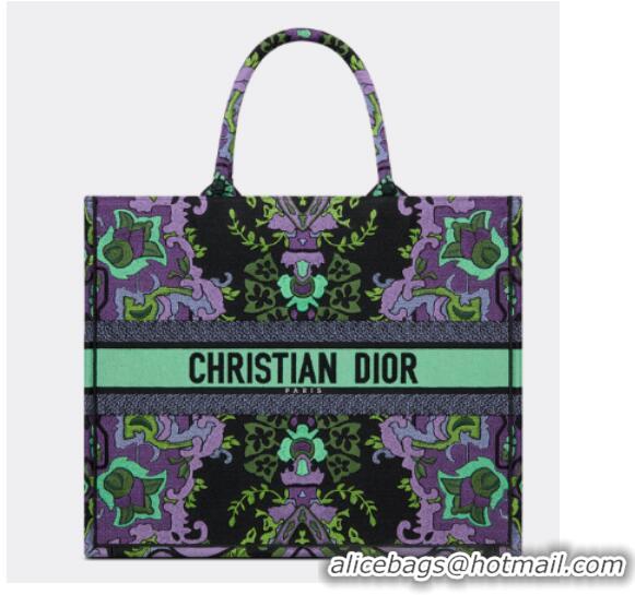 Promotional LARGE DIOR BOOK TOTE Multicolor Dior Indian Purple Embroidery M1286ZESK