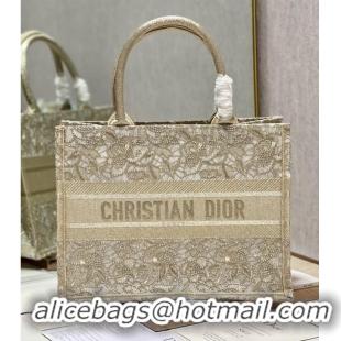 Top Grade MEDIUM DIOR BOOK TOTE D-Lace Embroidery M1296ZE-4