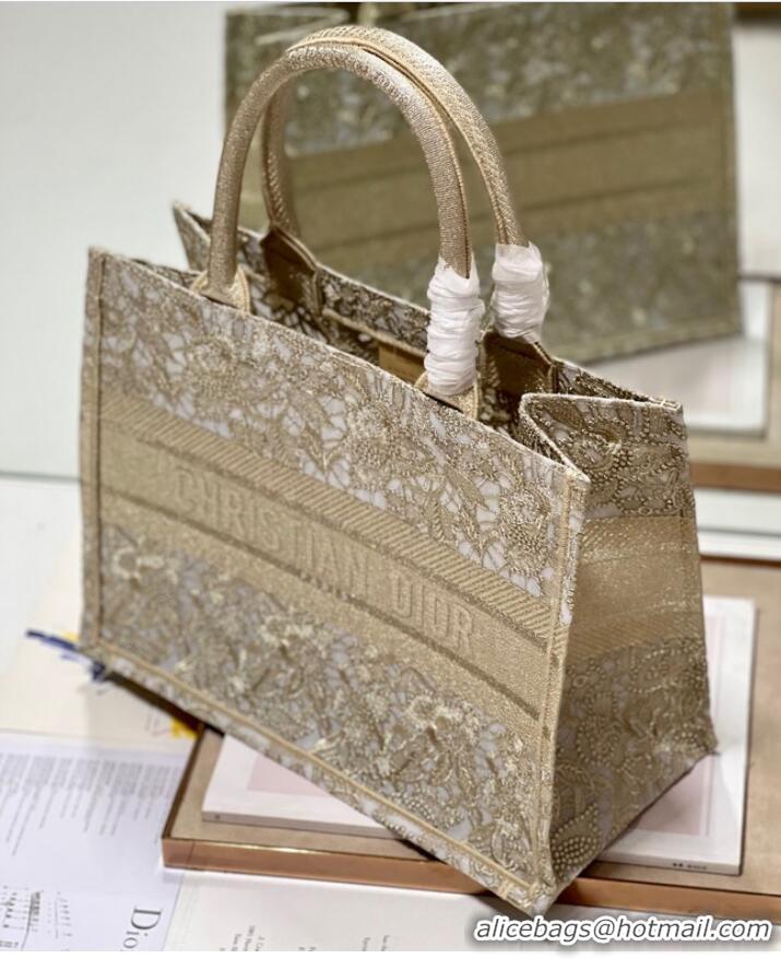 Top Grade MEDIUM DIOR BOOK TOTE D-Lace Embroidery M1296ZE-4