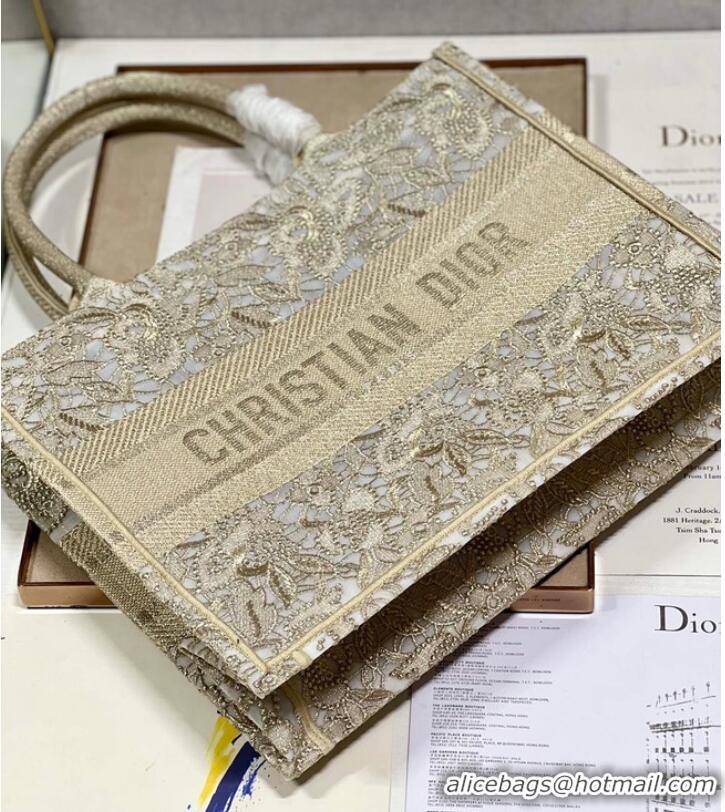 Top Grade MEDIUM DIOR BOOK TOTE D-Lace Embroidery M1296ZE-4