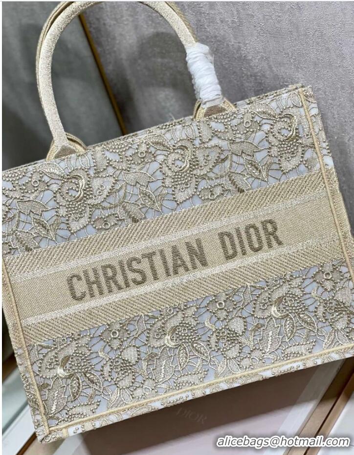 Top Grade MEDIUM DIOR BOOK TOTE D-Lace Embroidery M1296ZE-4