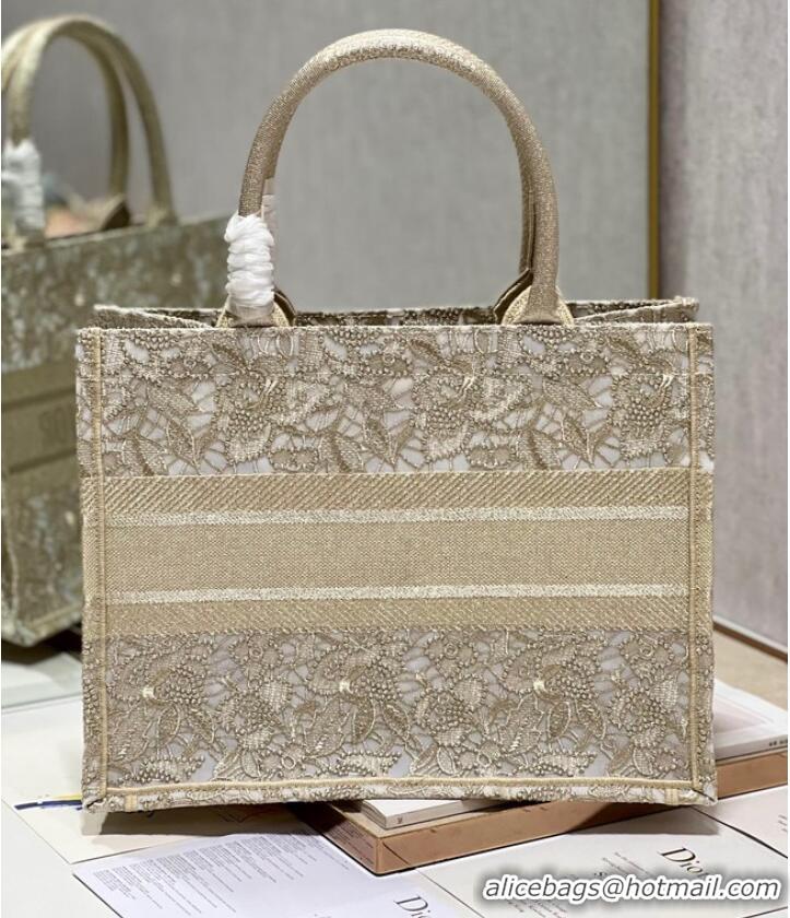 Top Grade MEDIUM DIOR BOOK TOTE D-Lace Embroidery M1296ZE-4