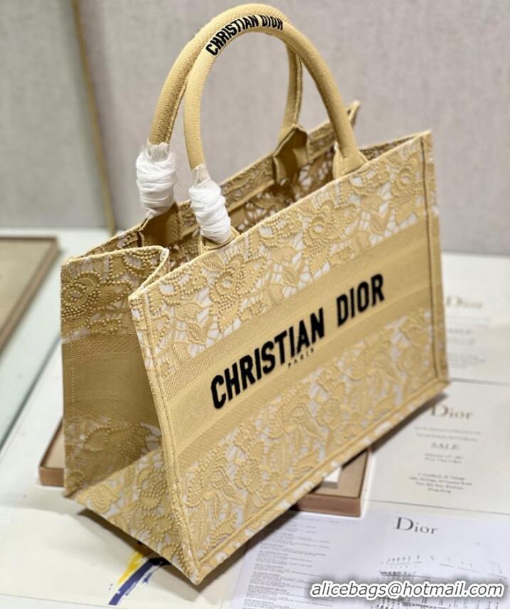 Unique Style MEDIUM DIOR BOOK TOTE D-Lace Embroidery M1296ZE-5