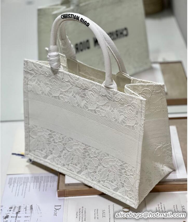 Good Quality MEDIUM DIOR BOOK TOTE D-Lace Embroidery M1296ZE-6