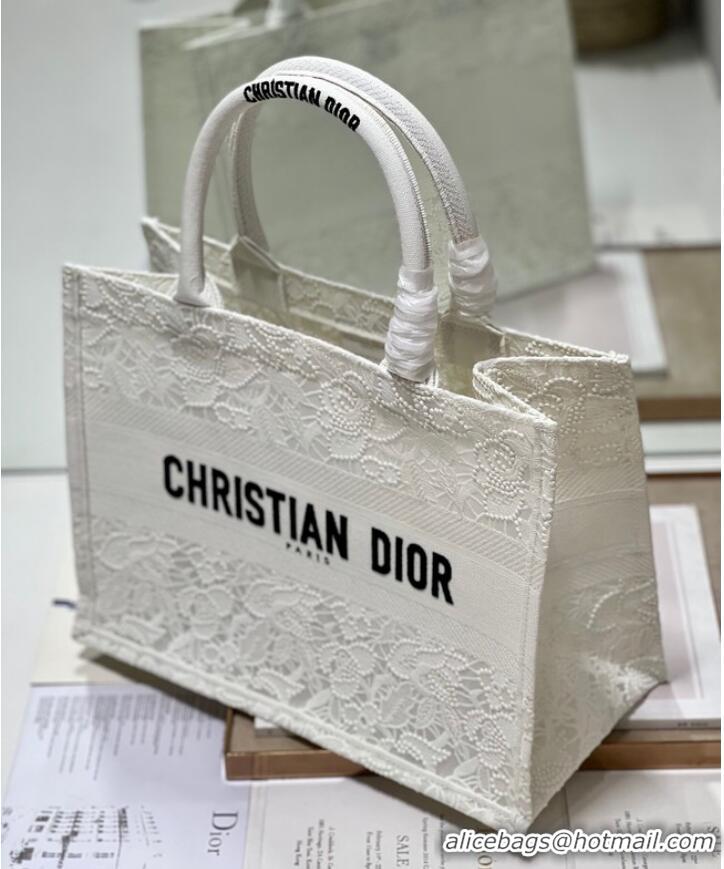 Good Quality MEDIUM DIOR BOOK TOTE D-Lace Embroidery M1296ZE-6