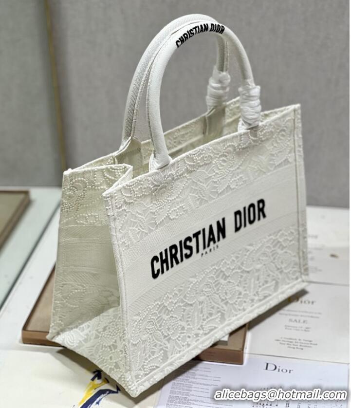 Good Quality MEDIUM DIOR BOOK TOTE D-Lace Embroidery M1296ZE-6