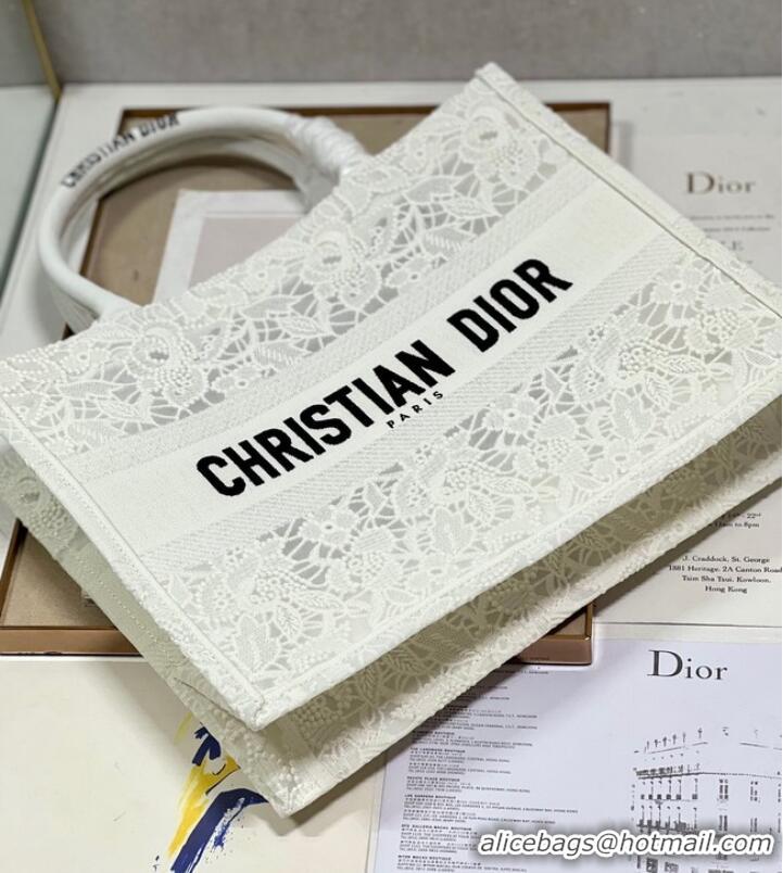 Good Quality MEDIUM DIOR BOOK TOTE D-Lace Embroidery M1296ZE-6