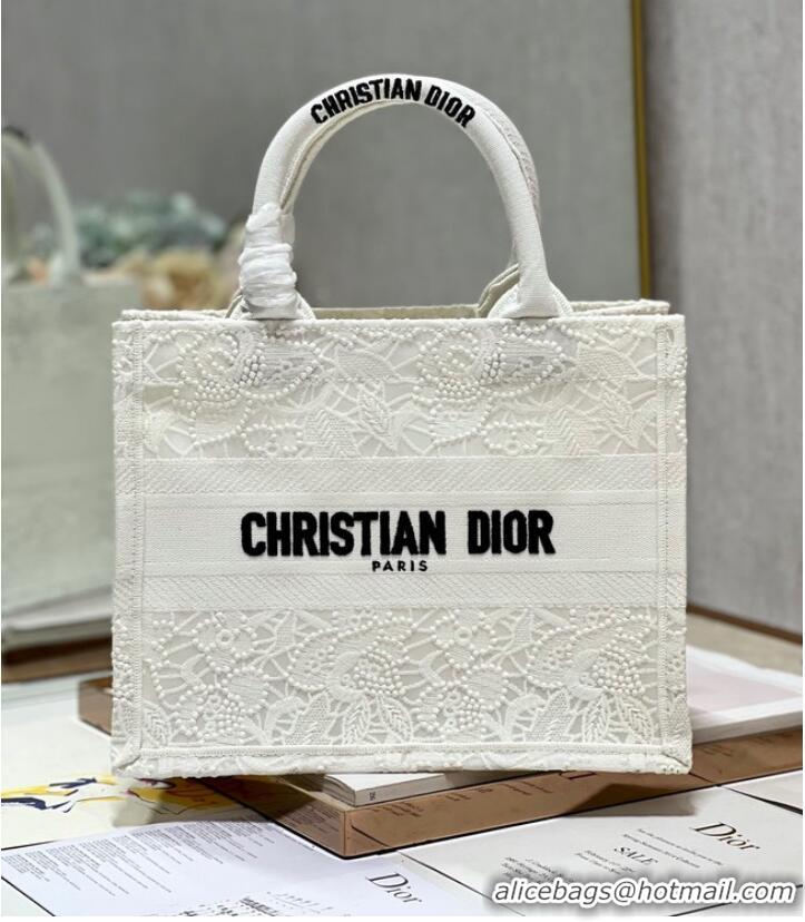 Most Popular SMALL DIOR DIOR BOOK TOTE D-Lace Embroidery M1296ZRG-2