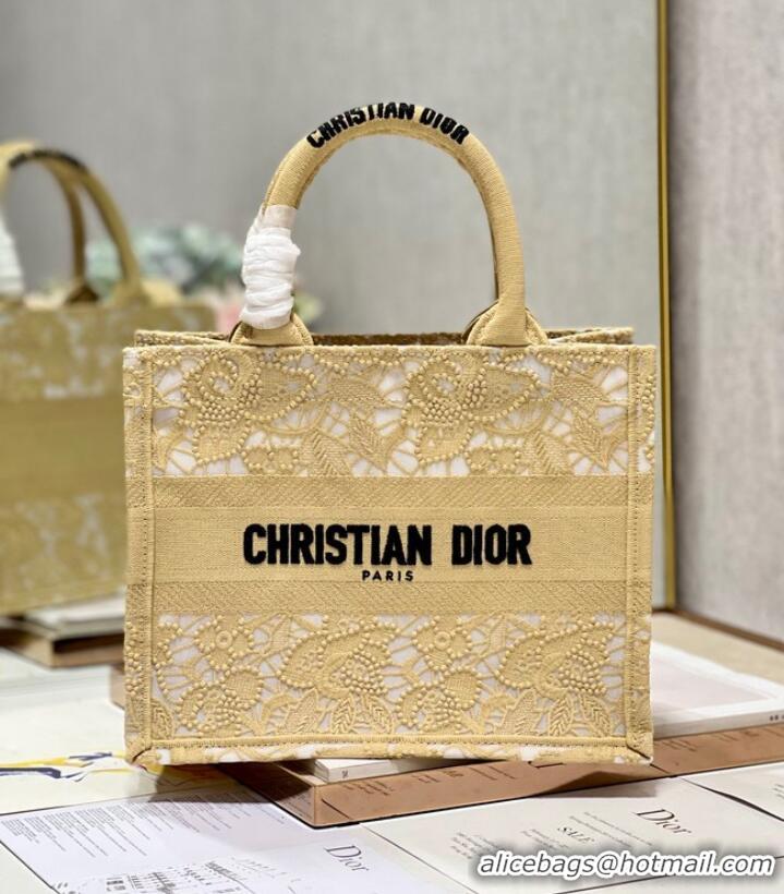 Well Crafted SMALL DIOR DIOR BOOK TOTE D-Lace Embroidery M1296ZRG-3