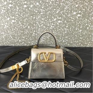 Famous Brand VALENTINO VSLING nano Calfskin Shoulder bag GW46R Silver